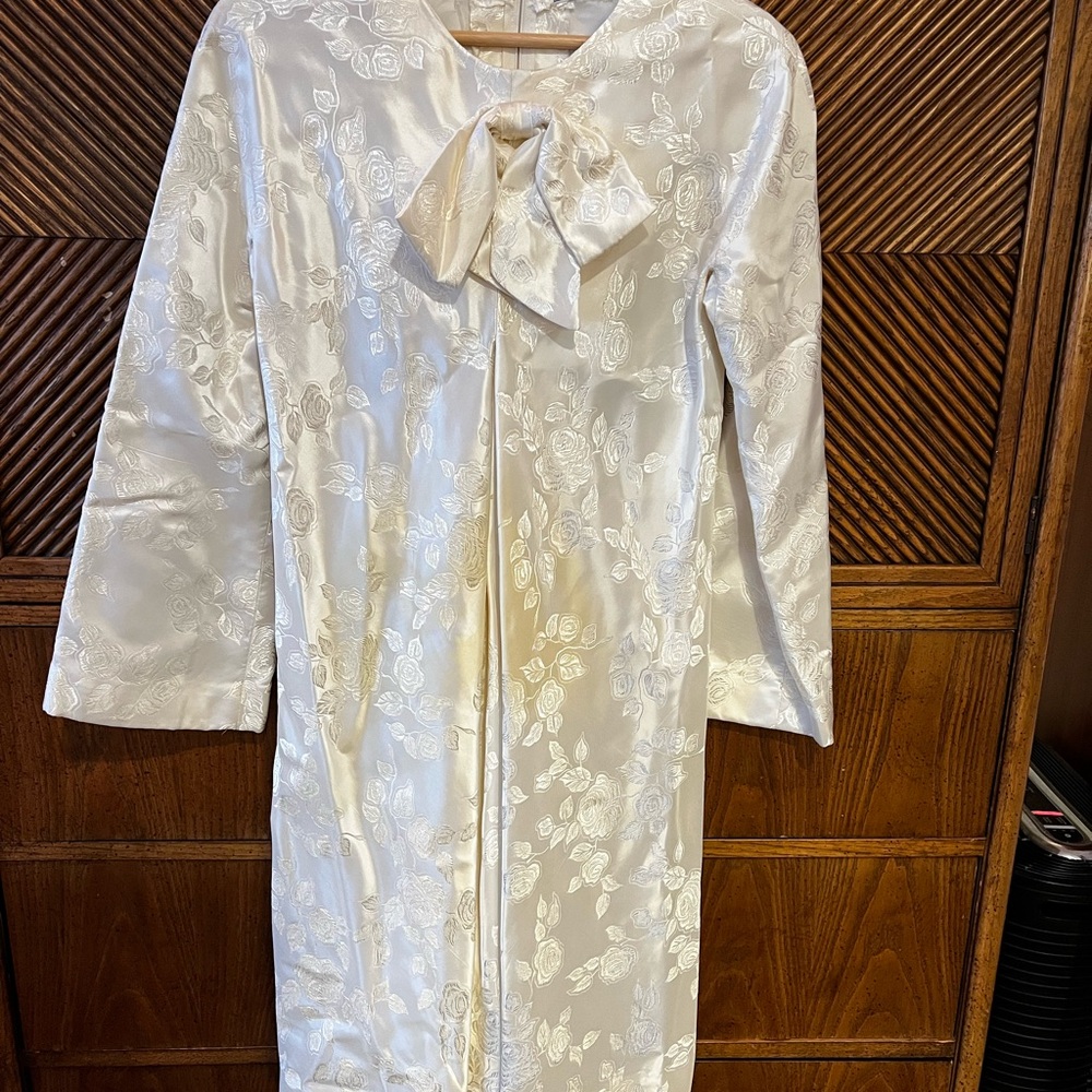 1960s vintage vogue handmade satin brocade minidress
